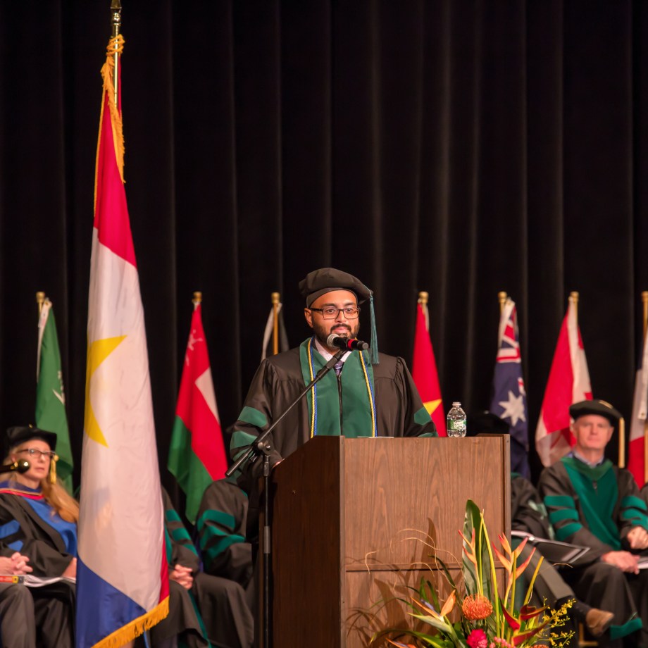 MUA Student Giving Speech in Graduation Ceremony